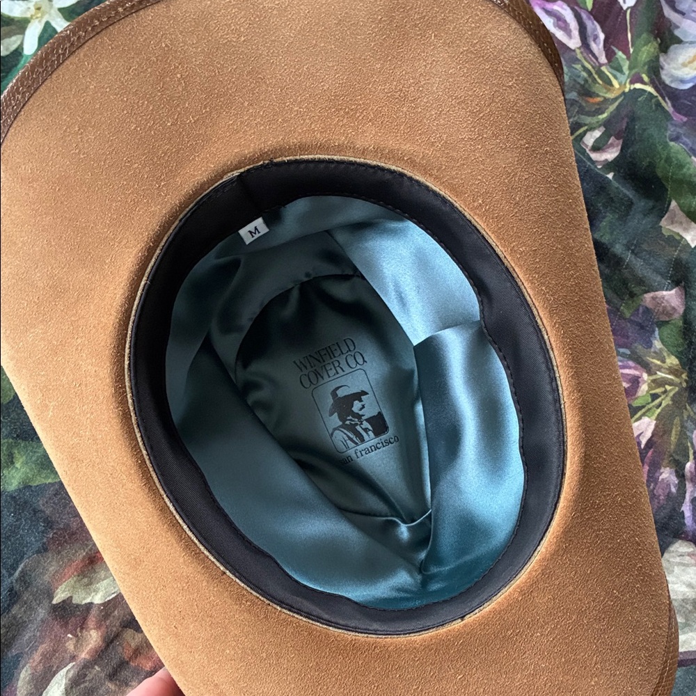 Men's Suede Western Cowboy Hat in Brown with Feather Trim - Picture 3 of 3